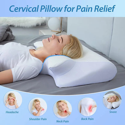 Transform Your Sleep with the 1Pc Memory Foam Cervical Pillow - 2 in 1 Ergonomic Contour Orthopedic Support for Neck Pain Relief