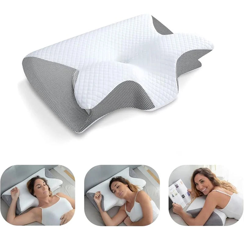 Transform Your Sleep with the 1Pc Memory Foam Cervical Pillow - 2 in 1 Ergonomic Contour Orthopedic Support for Neck Pain Relief